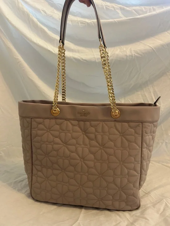 kate spade Quilted Leather Tote in Blush with Gold Chain Straps - Picture 4 of 9